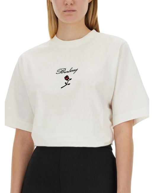 Burberry White T-Shirt With Logo