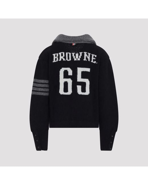 Thom Browne Black 65 Jersey Collar Cardigan for men