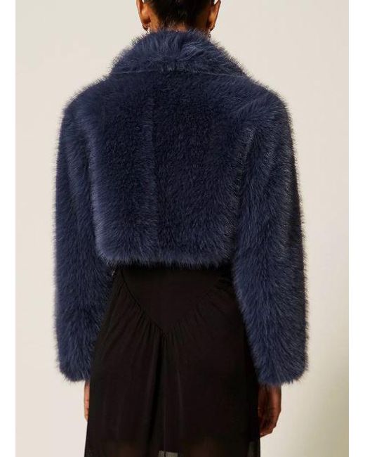 Twinset Blue Fur Jacket