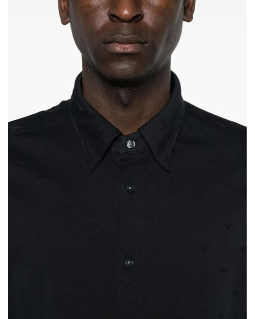 Emporio Armani Black Logo Cotton Shirt for men