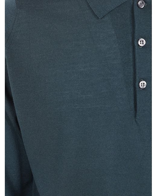 John Smedley Blue "Belper" Long Sleeves Shirt for men
