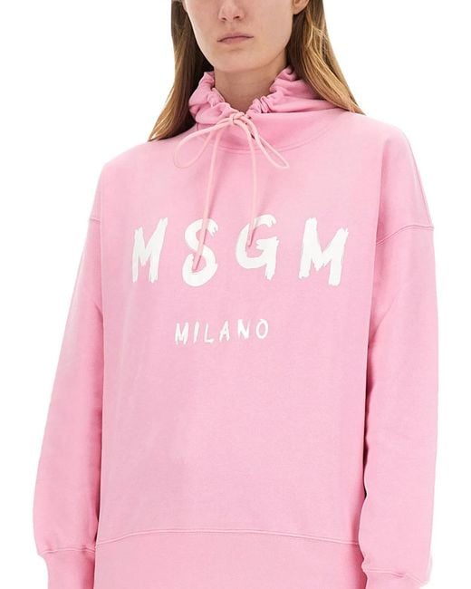 MSGM Pink Sweatshirt With Logo