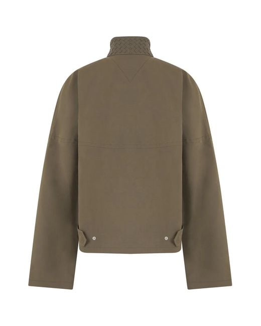 Bottega Veneta Green Cotton Jacket With Braided Leather Collar for men