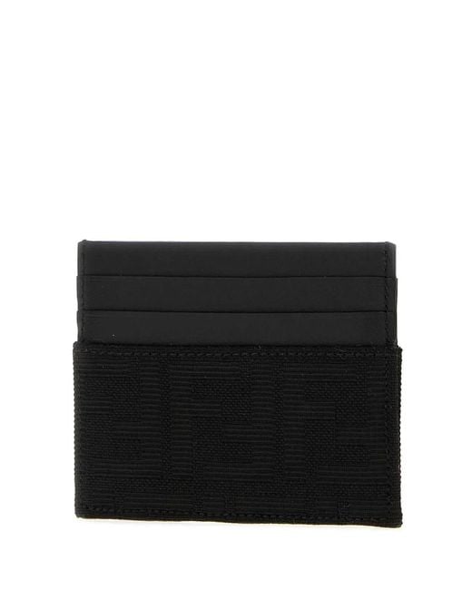 Fendi Black Jacquard Ff Card Holder for men