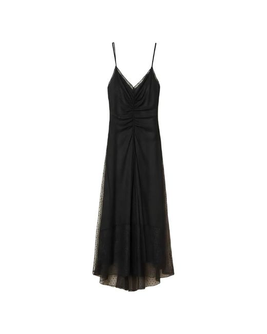 Twinset Black Spaghetti Straps V Neck Dress