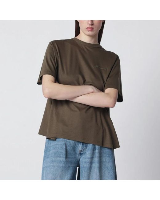 Jacquemus Brown Khaki Tshirt With Pleats On The Back