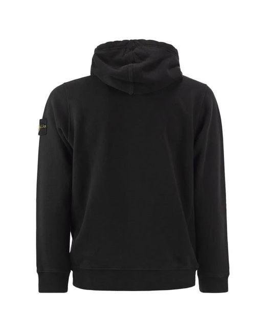 Stone Island Black Regular Fit Hooded Sweatshirt for men