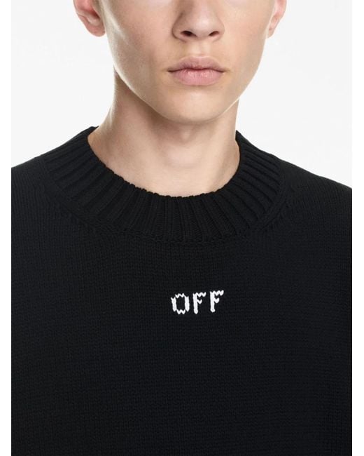 Off-White c/o Virgil Abloh Black Cotton Crew-Neck Sweater for men