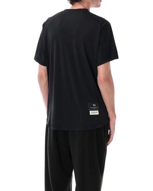 Y-3 Black Running Short Sleeve Performance Tee for men