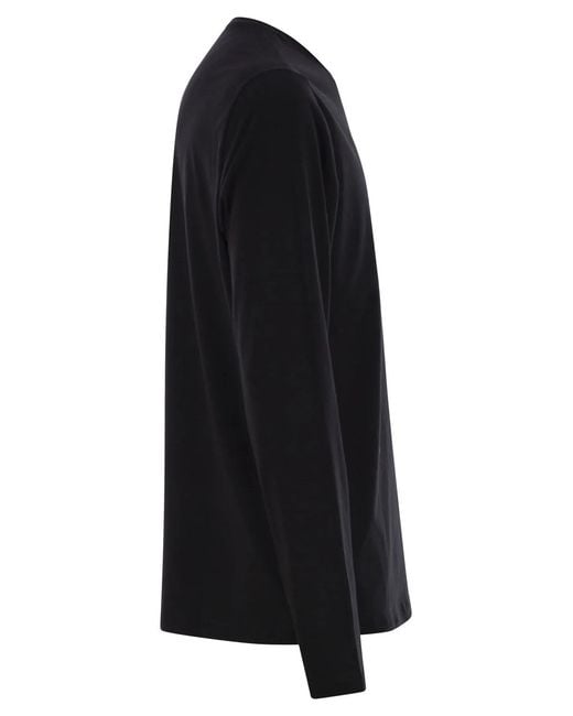 Majestic Black Long-Sleeved Crew-Neck T-Shirt for men