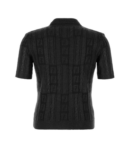 Fendi Black Polo Knit Ff for men