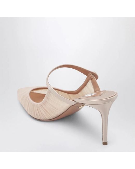 Aquazzura White Voile Mule 75 Powder