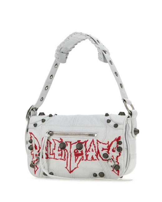 Balenciaga White Leather Le Cagole Xs Diy Metal Crossbody Bag for men