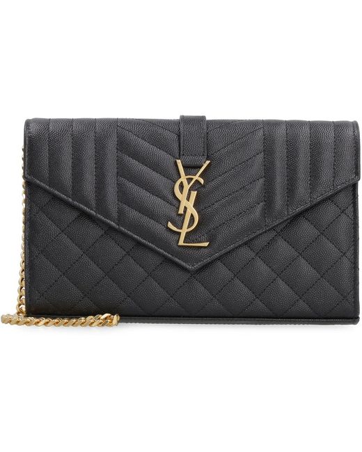 Saint Laurent Gray Cassandre Chain Crossobody Bag