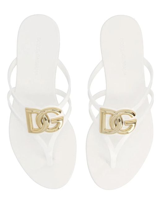 Dolce & Gabbana White Dolce & Gabbana Slide With Logo