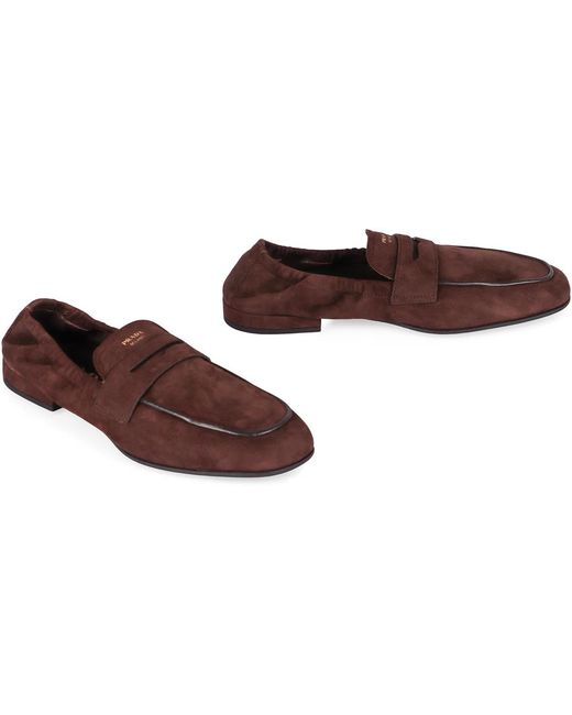 Prada Brown Suede Loafers