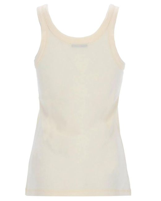 Lemaire White Solid Round Neck Top