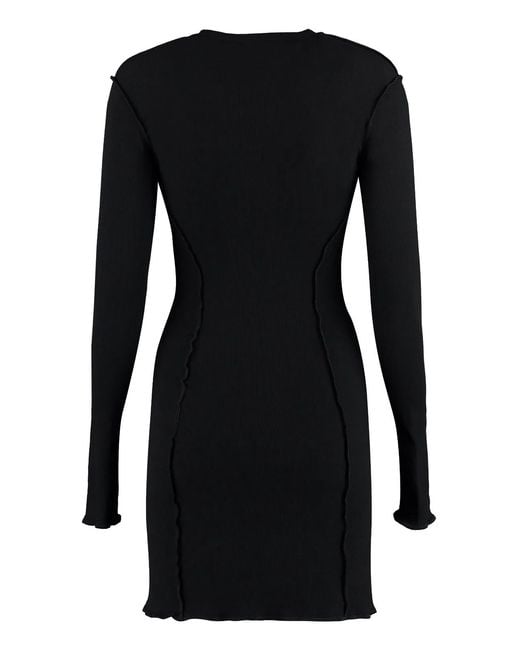Palm Angels Black Jersey Mini Dress