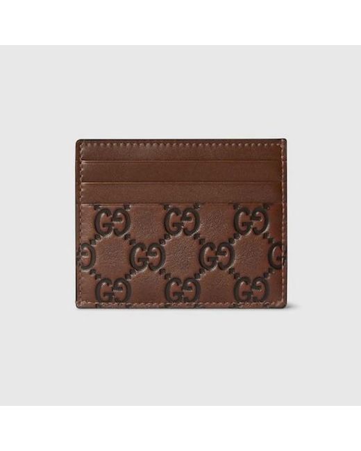 Gucci Brown Gg Emblem Card Holder for men