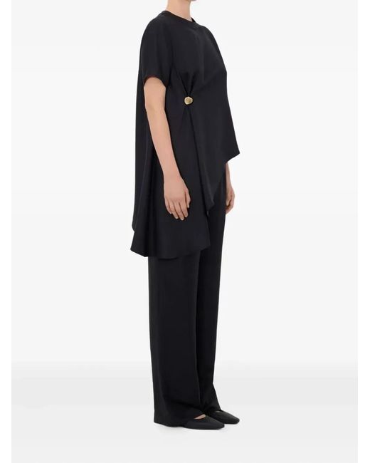 Loulou de Saison Black "Madea" Draped Asymmetric Top