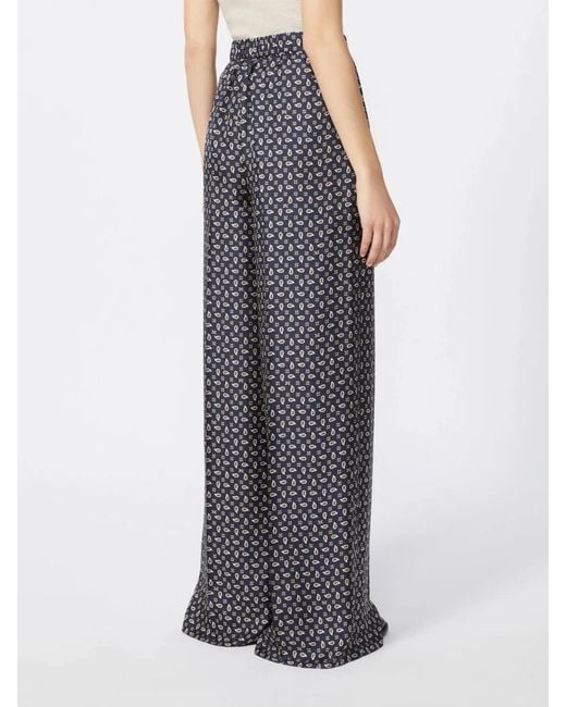 Max Mara Gray Paisley-Print Trousers