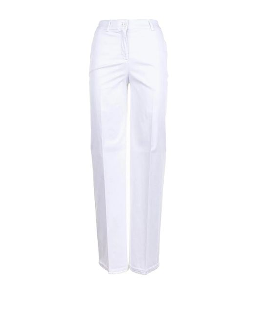 Via Masini 80 White High-Waisted Trousers