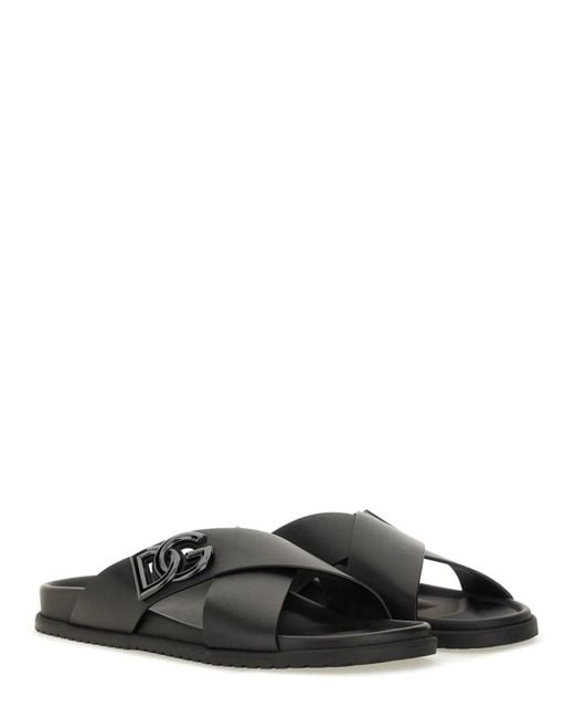 Dolce & Gabbana Black Dolce & Gabbana Calfskin Sandal for men