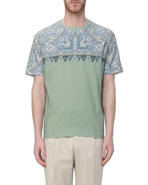 Etro Green Cotton T-Shirt Roma for men