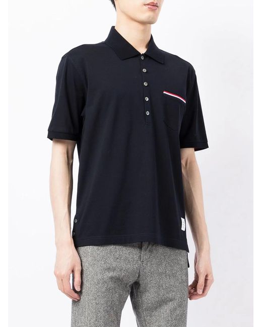 Thom Browne Black Cotton Polo Shirt for men
