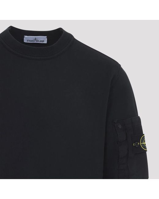Stone Island Blue Regular Fit Crew Neck Sweatshirt With Seasonal Pocket for men