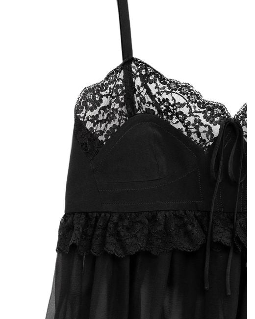 Chloé Black Lace-Trim Silk-Crepe Camisole Top