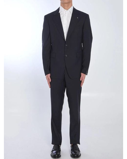 Tagliatore Blue Biue Napoli Single-Breasted Virgin Wool Suit for men