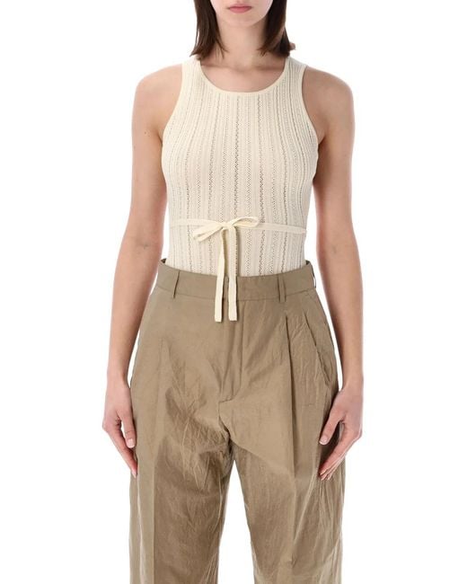 Sessun Natural Sessùn Andrade Cotton Knit Openwork Bodysuit