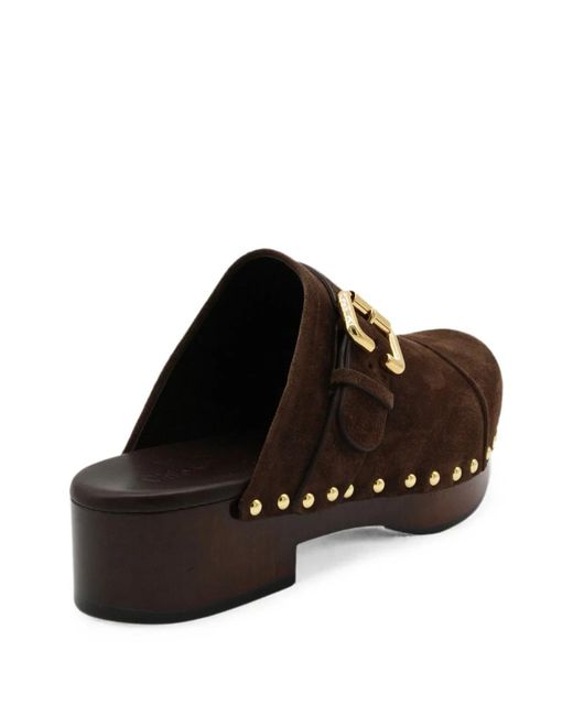Chloé Brown Leather Mules