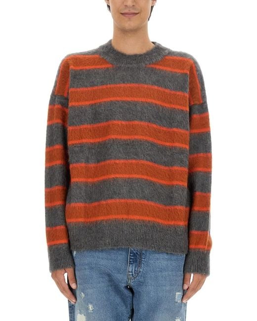 AMISH Orange Striped Shirt for men