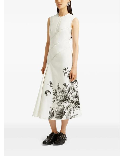 Erdem White Vestido Sin Mangas Flores