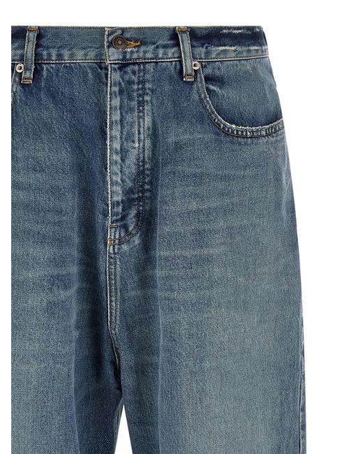 Balenciaga Blue Distressed Baggy Jeans for men