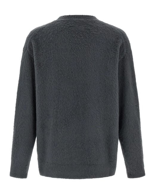 Roberto Collina Gray Shearling Cotton Sweater for men