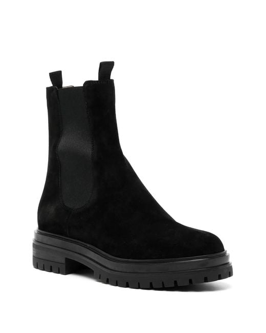 Gianvito Rossi Black Chester Suede Leather Boots