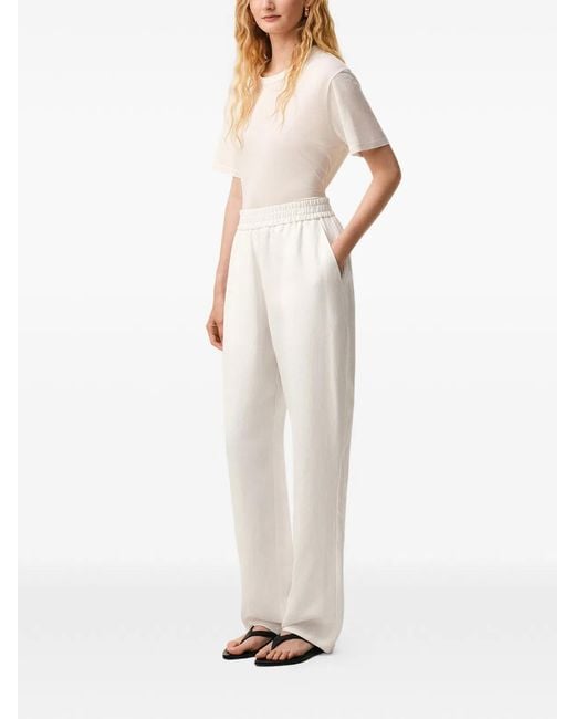 AMI White Elastic Waist Pants