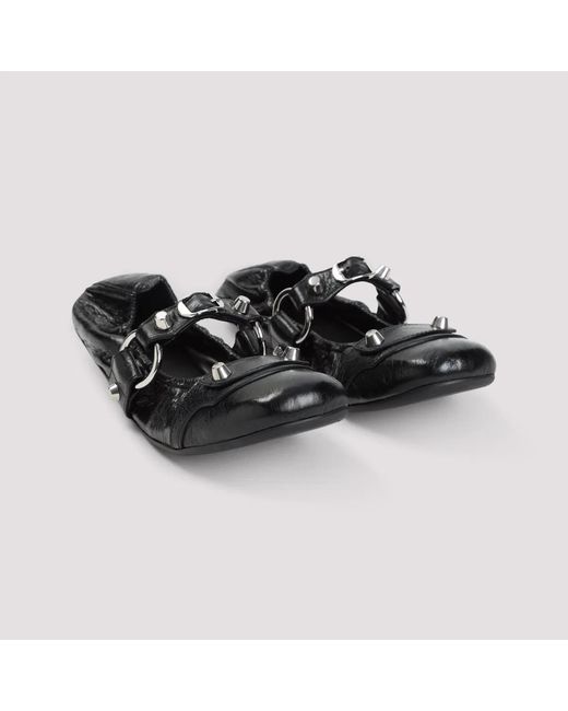 Balenciaga Black City Leather Ballet Flats