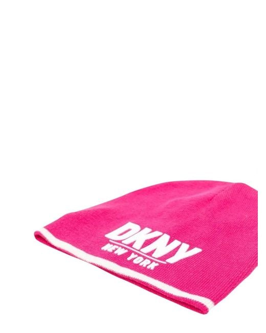 DKNY Pink Beanie Logo