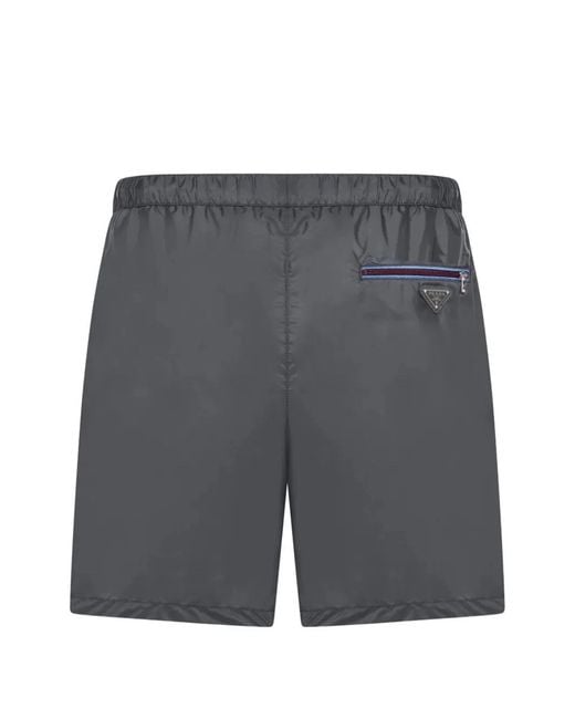 Prada Gray Re-Nylon Swim Trunks for men