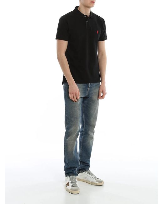 Polo Ralph Lauren Black Slim Short-Sleeve Knit T-Shirt for men