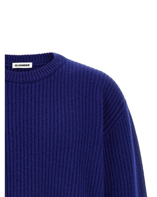 Jil Sander Blue 'Fisherman's Rib' Sweater for men