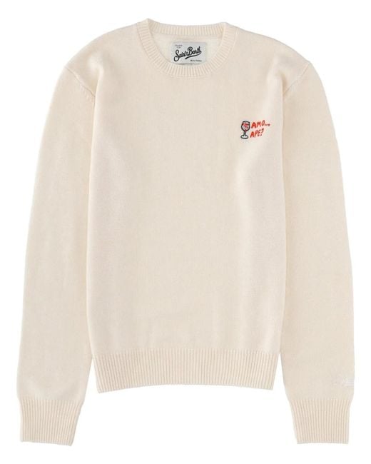 Mc2 Saint Barth Natural "New Queen" Jersey With Embroidery