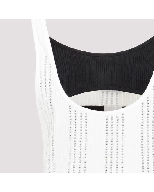 The Attico White Flat Ribbed Jersey Tank Top