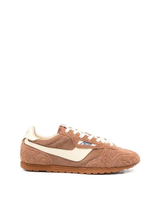 Autry Pink Leather Logo Patch Flat Shoes for men