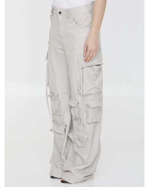Salvatore Santoro White Leather Cargo Pants