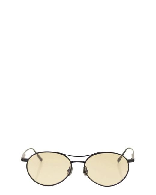 Brunello Cucinelli Natural Titanium Aviator Sunglasses With Crystal Lenses